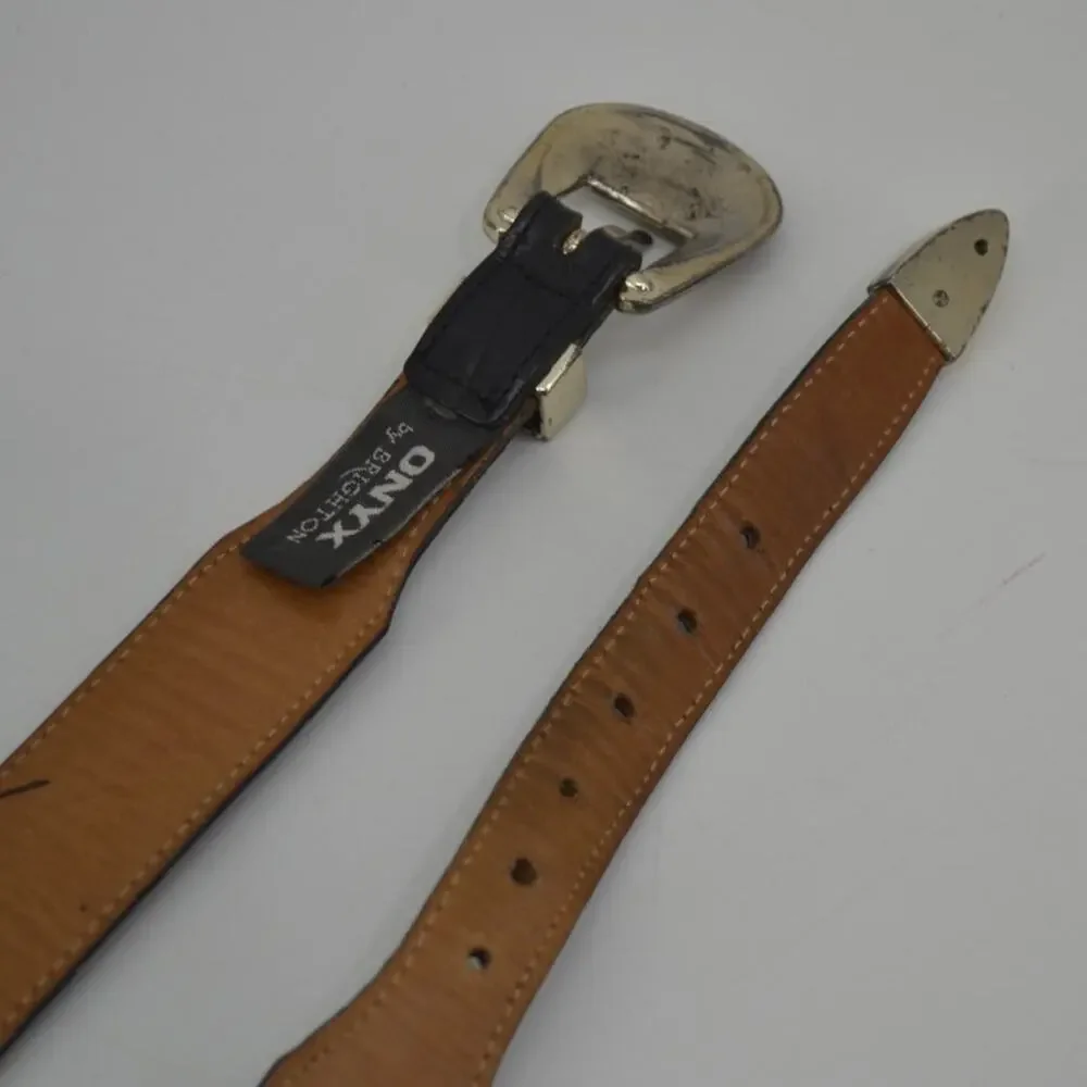 Brighton Mens Leather Belt USA Croc Embossed Dress Causal 40